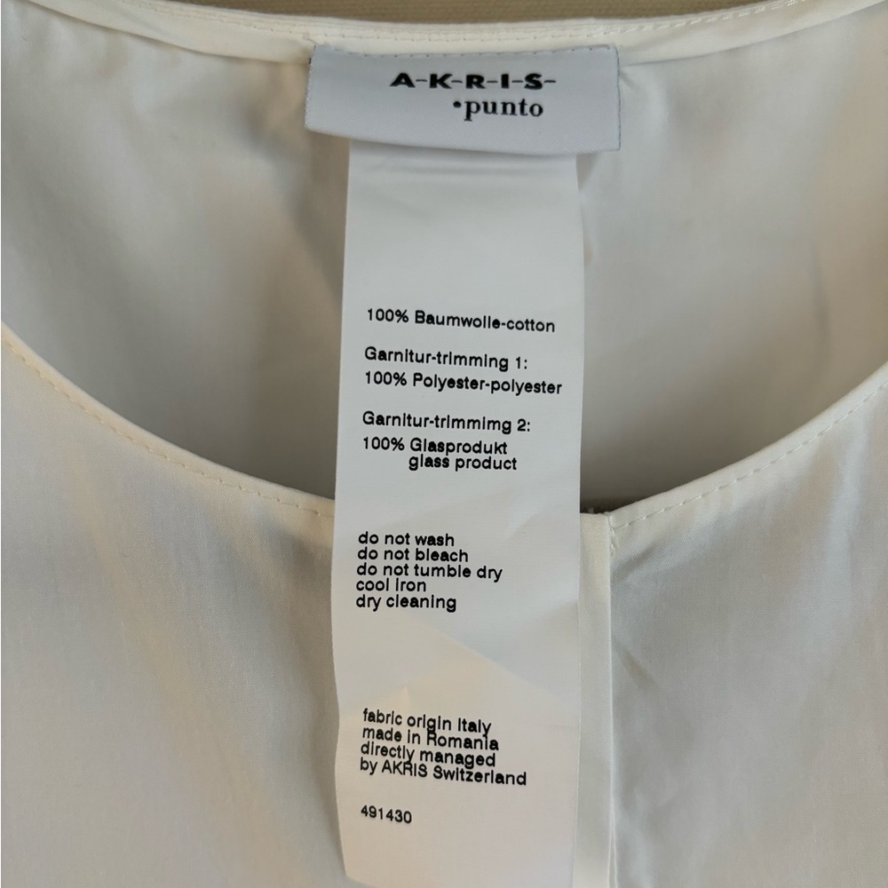AKRIS PUNTO White Cotton Poplin Disk & Bead Applique Detail Sleeveless Top - Picture 2 of 11